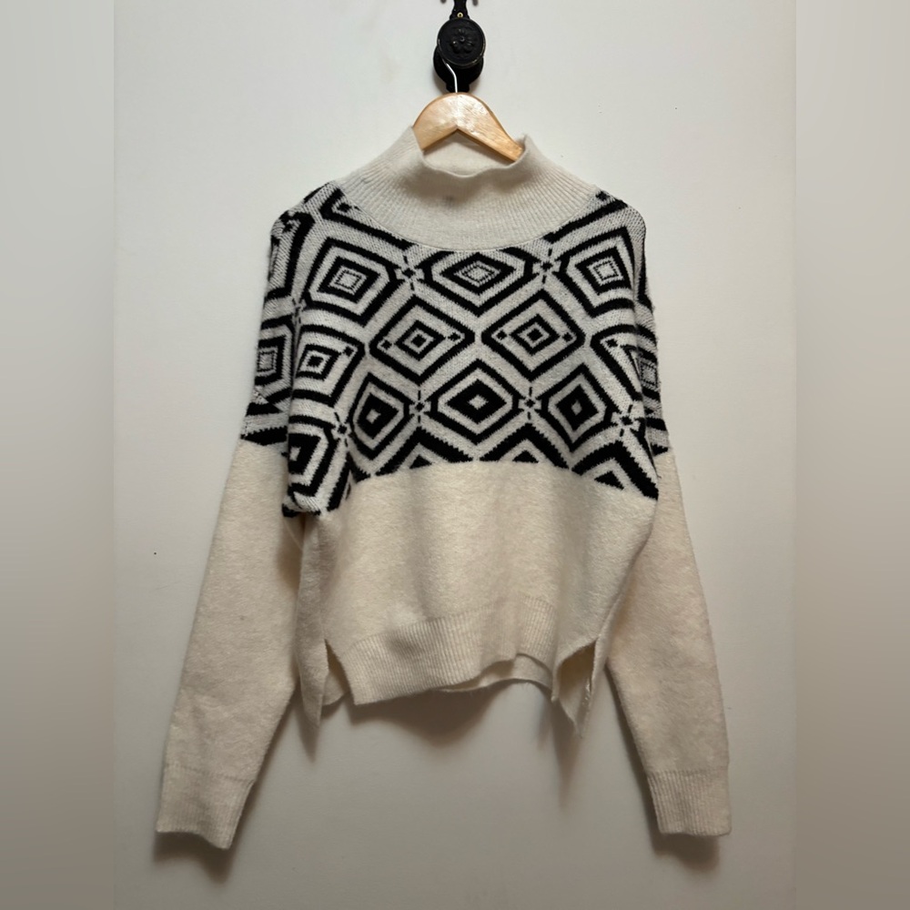 Buffalo David Bitton Black and Cream Turtleneck Sweater